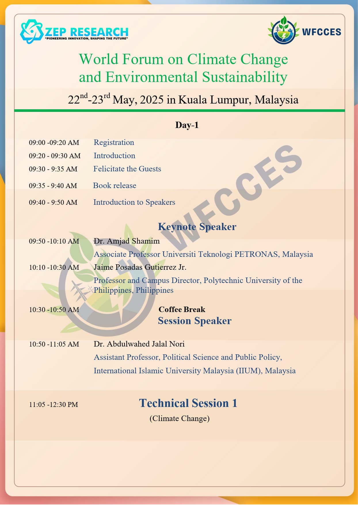 May 22 | Day 1 Schedule